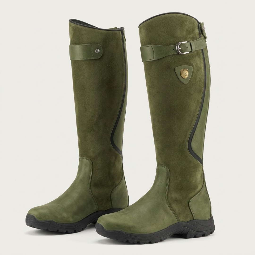Amy | Chic Knee High Boots with Buckle and Low Heel