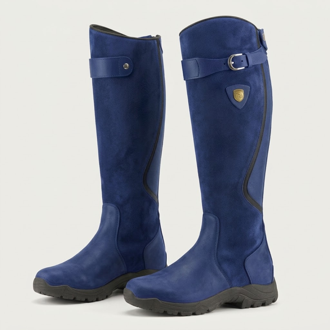 Amy | Chic Knee High Boots with Buckle and Low Heel