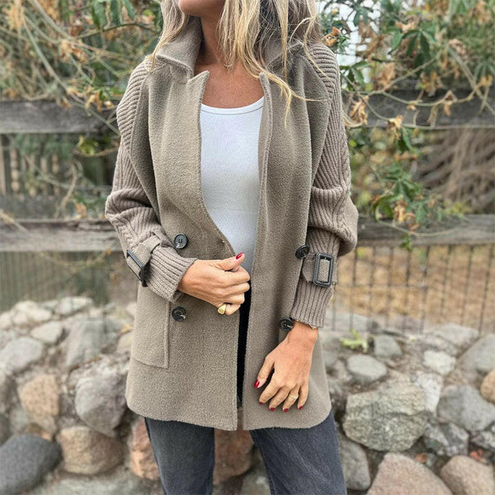 Amy | Classic Double-Breasted Ribbed Sleeve Winter Coat