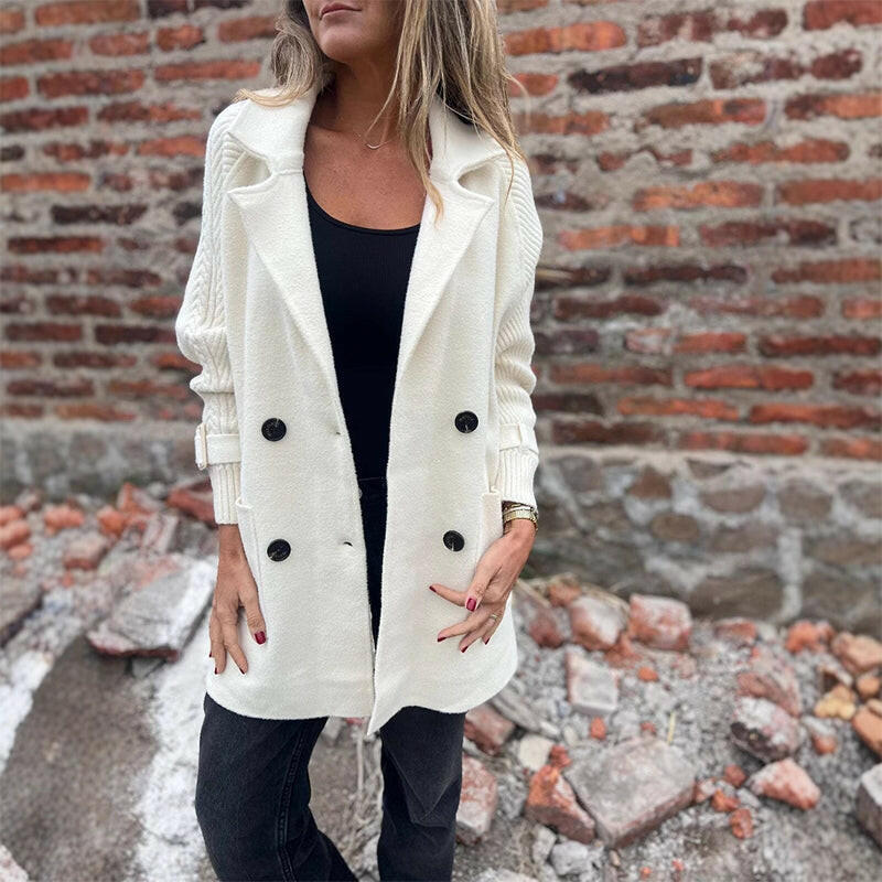 Amy | Classic Double-Breasted Ribbed Sleeve Winter Coat