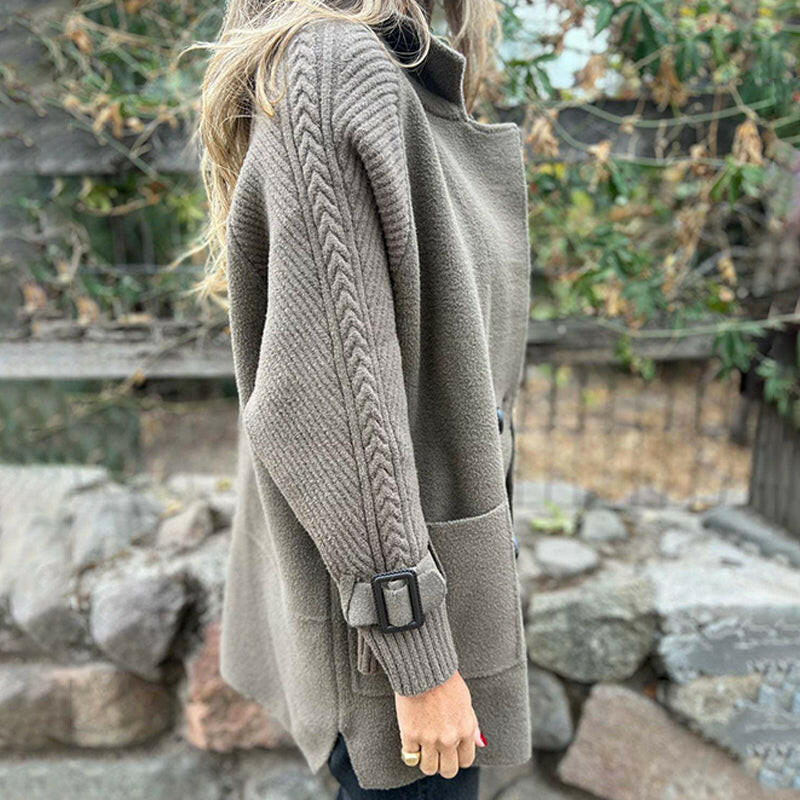 Amy | Classic Double-Breasted Ribbed Sleeve Winter Coat