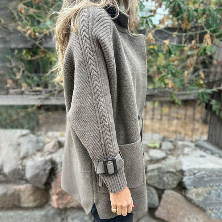 Amy | Classic Double-Breasted Ribbed Sleeve Winter Coat