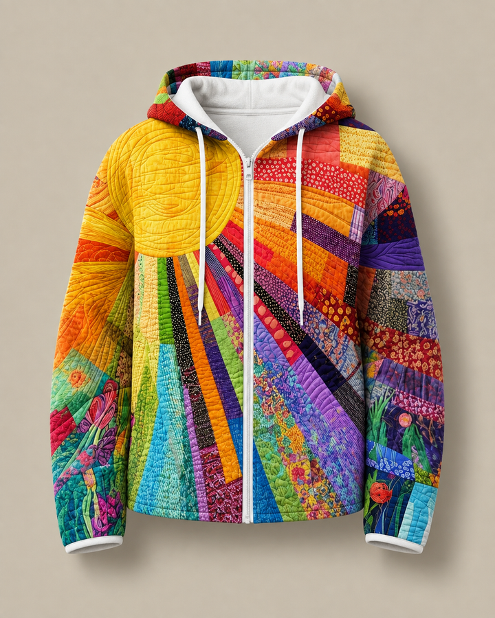 Amy | Sunburst Patchwork Quilted Zip Up Hoodie