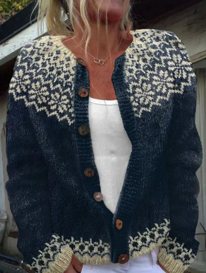 Amy | Vintage Fair Isle Button Front Cardigan