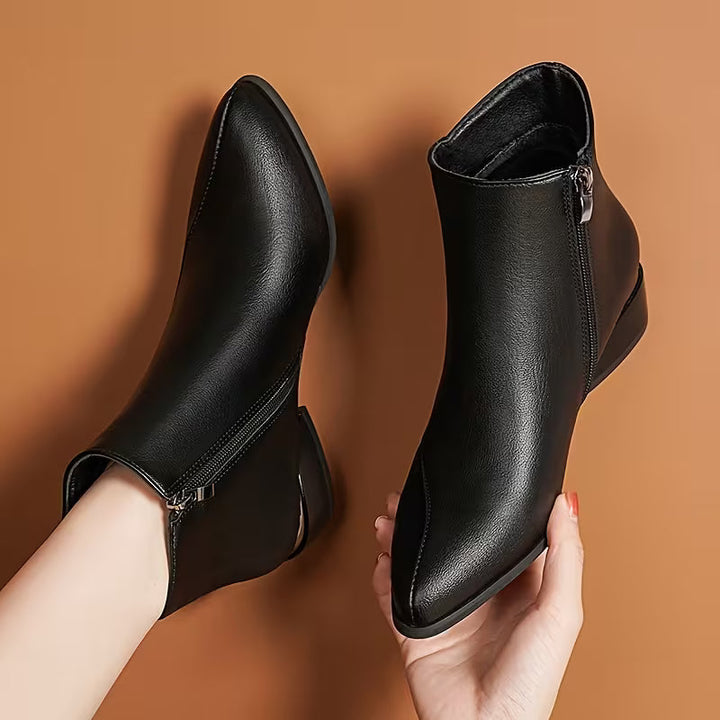 Andrea | Elegant Low Block Heel Ankle Boots