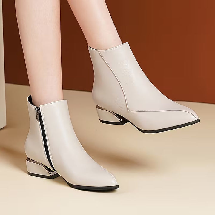 Andrea | Elegant Low Block Heel Ankle Boots