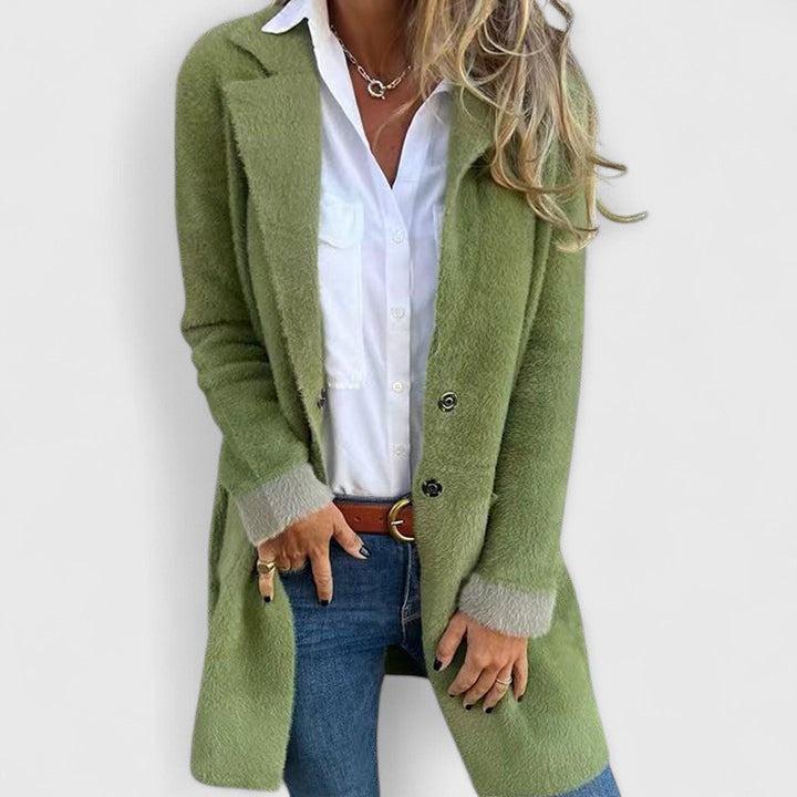 Angela | Chic Longline Single-Breasted Blazer