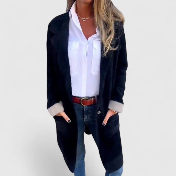 Angela | Chic Longline Single-Breasted Blazer