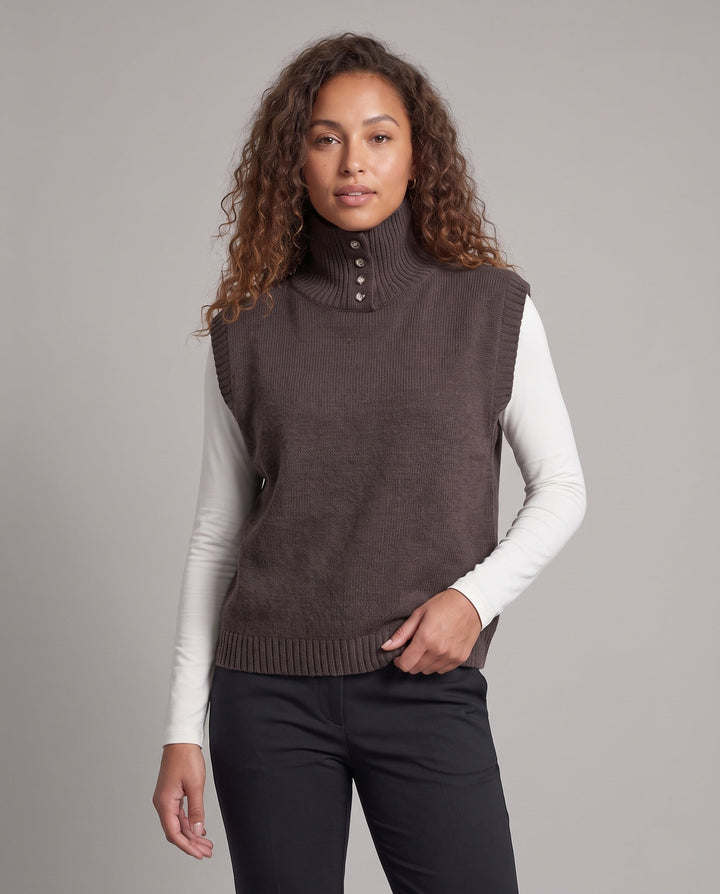 Angela | Classic High Neck Button Sweater Vest
