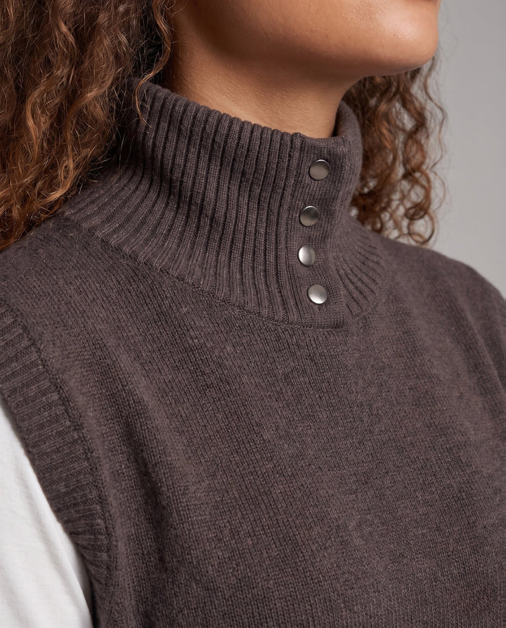 Angela | Classic High Neck Button Sweater Vest