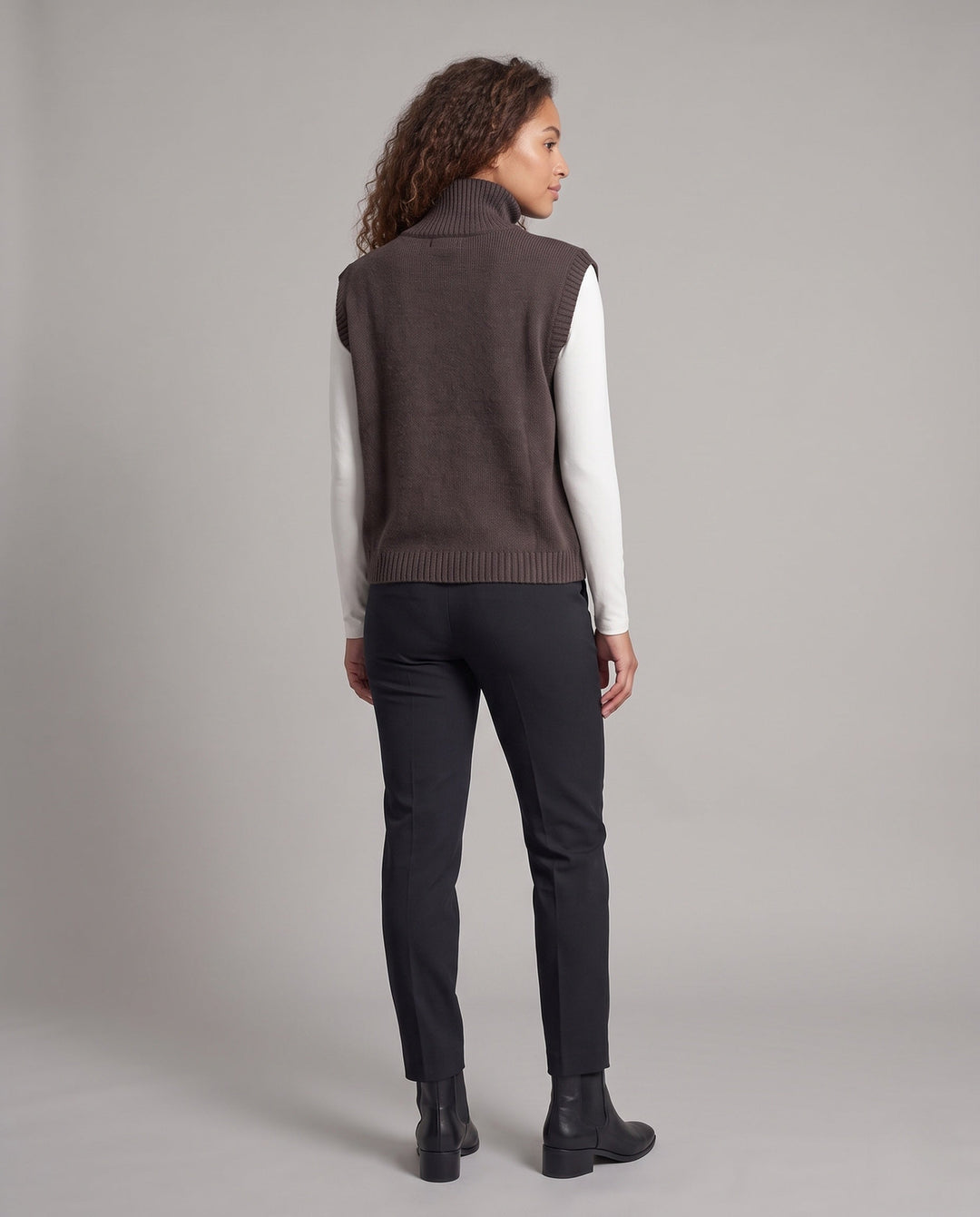 Angela | Classic High Neck Button Sweater Vest