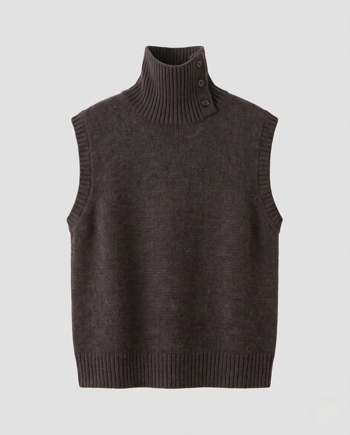 Angela | Classic High Neck Button Sweater Vest