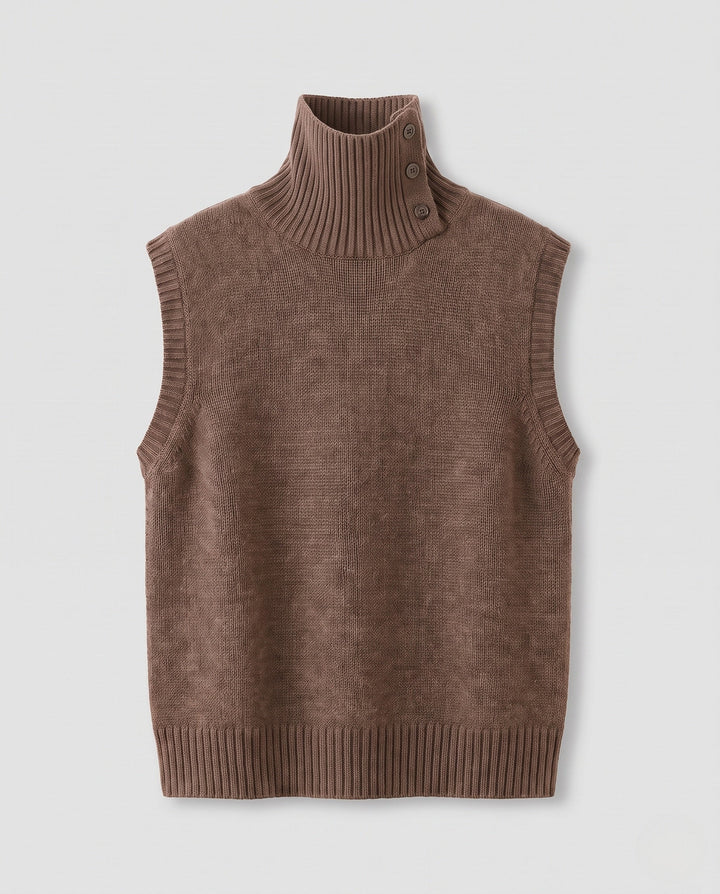 Angela | Classic High Neck Button Sweater Vest