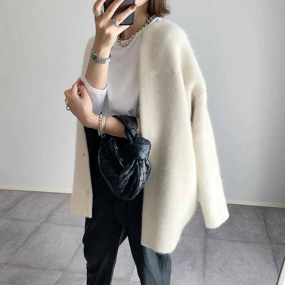 Angela | Polished Long Sleeve Button Front Longline Cardigan