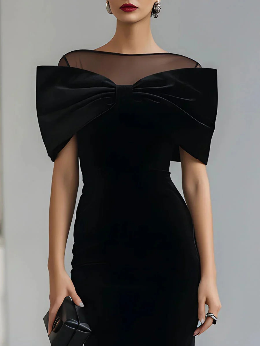 Ann | Timeless Velvet Bow Christmas Dress Midi