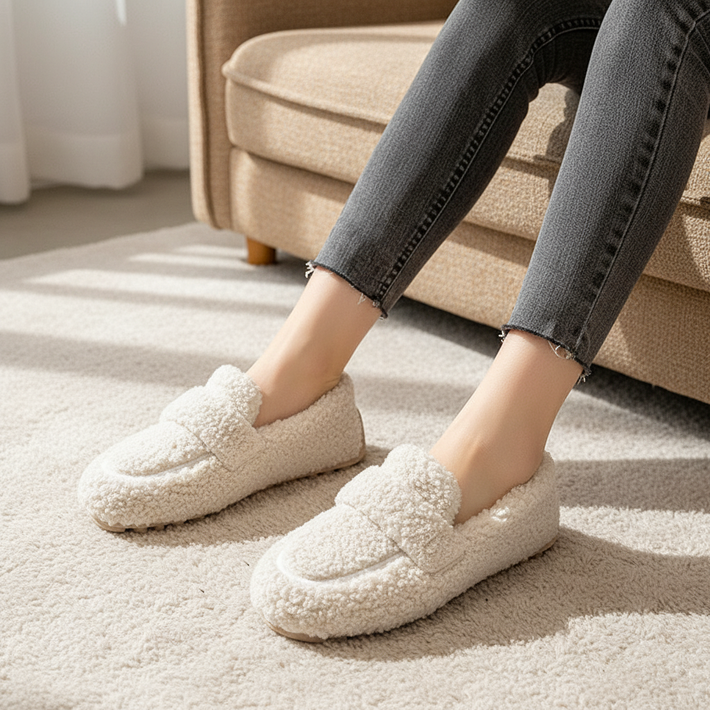 Anna | Afslappet Loafer Hjemmesko med Blødt Teddy-Look