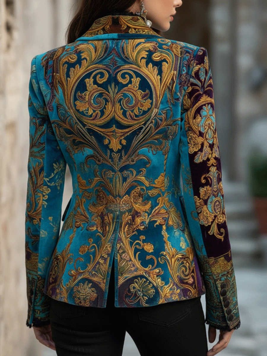 Ashley | Baroque Print Tailored Long Sleeve Blazer