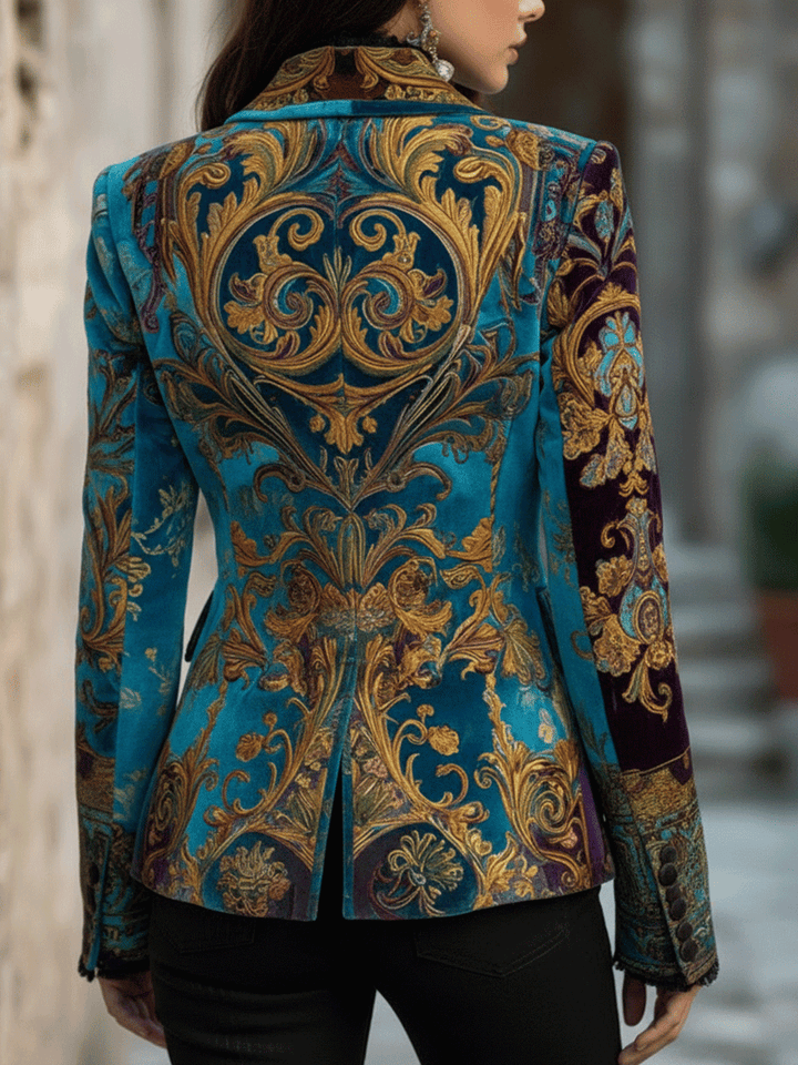 Ashley | Baroque Print Tailored Long Sleeve Blazer