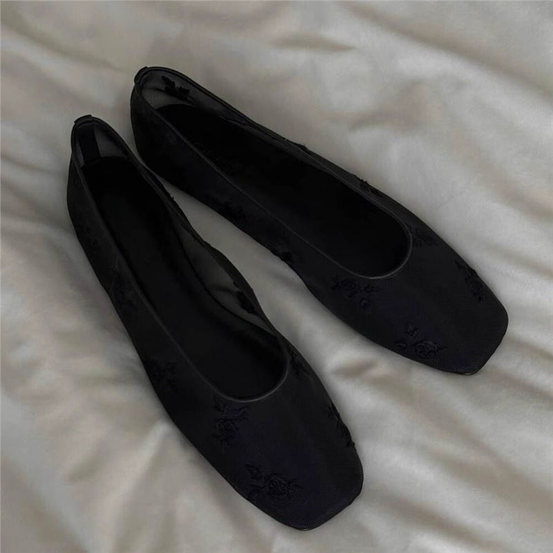 Ashley | Classic Floral Embroidered Mesh Ballet Slippers