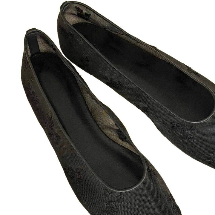 Ashley | Classic Floral Embroidered Mesh Ballet Slippers