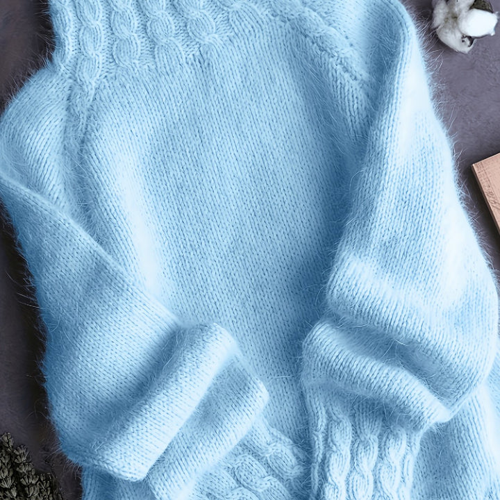 Ashley | Timeless Oversized Turtleneck Cable Knit Sweater