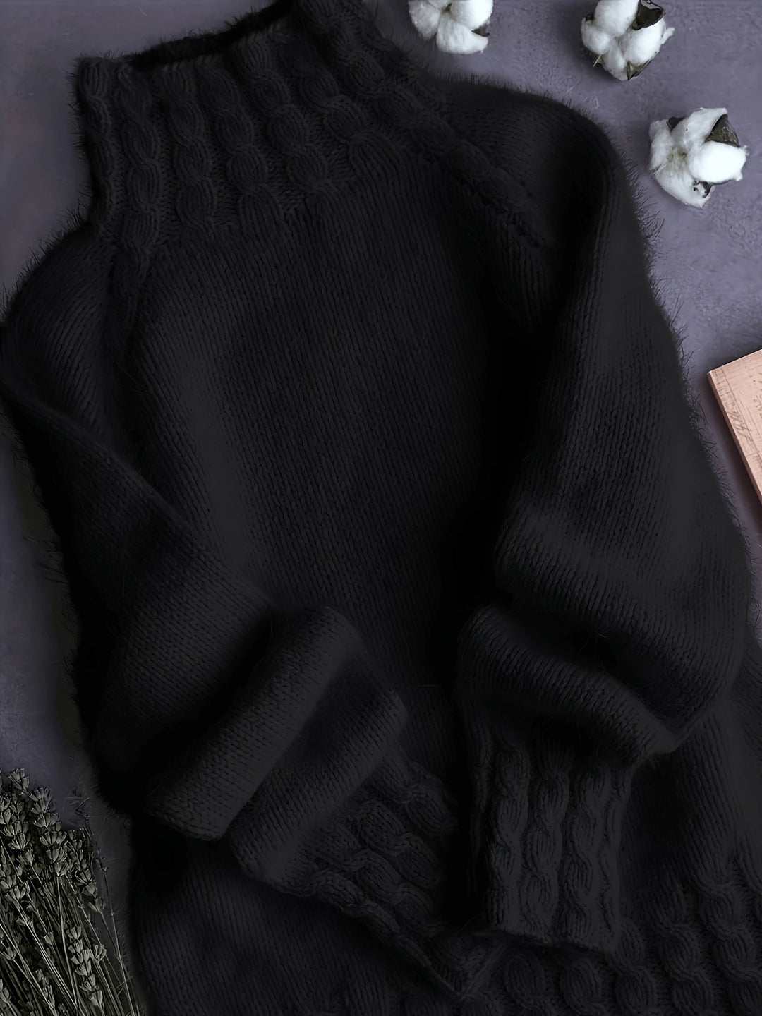 Ashley | Timeless Oversized Turtleneck Cable Knit Sweater