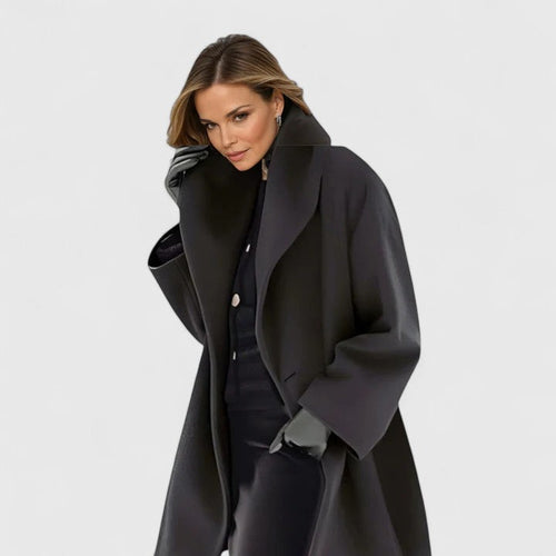 Astrid | Elegant Oversize Uldfrakke Dame med Sjalskrave