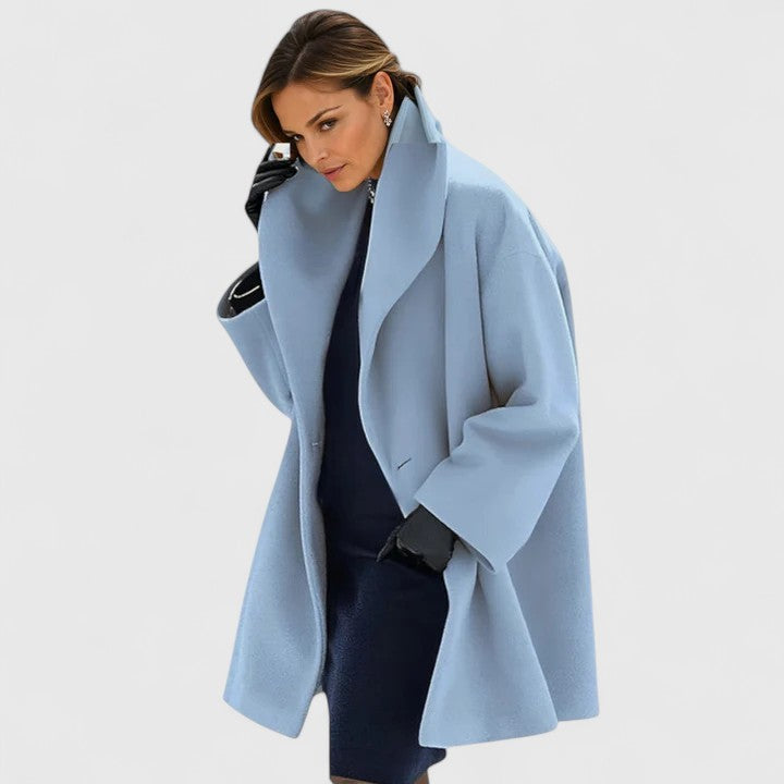 Astrid | Elegant Oversize Uldfrakke Dame med Sjalskrave