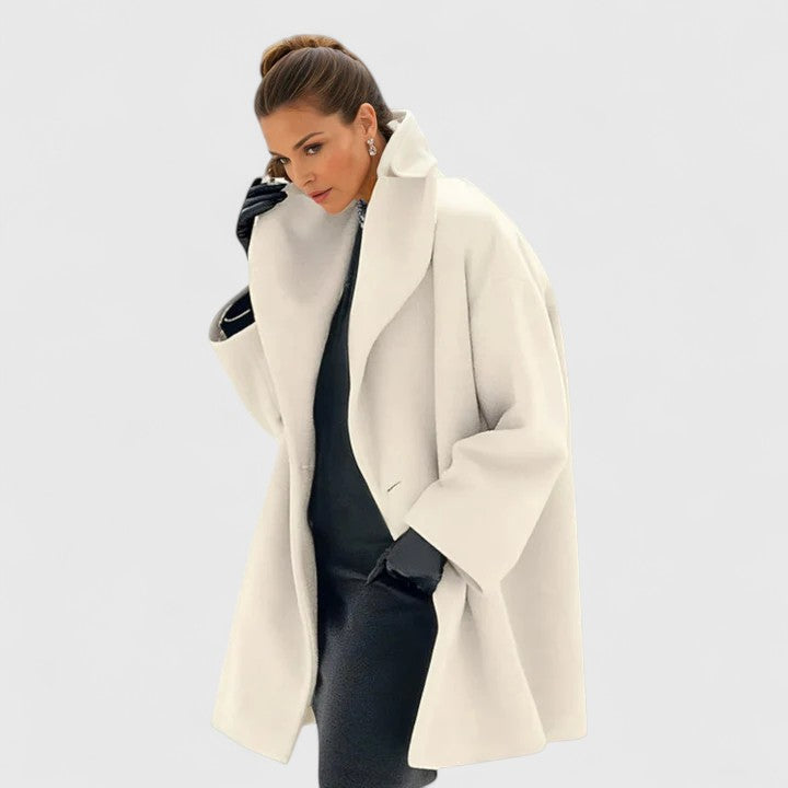 Astrid | Elegant Oversize Uldfrakke Dame med Sjalskrave
