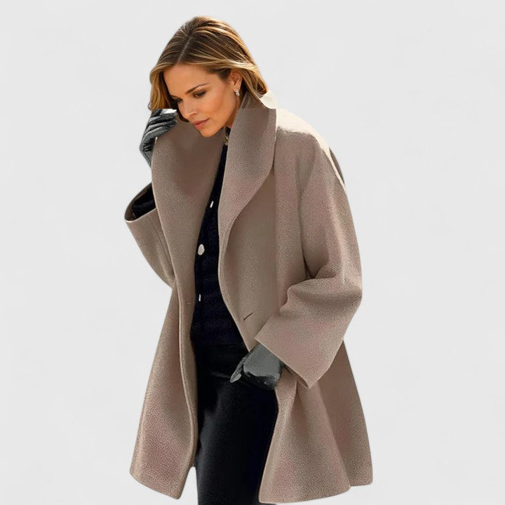 Astrid | Elegant Oversize Uldfrakke Dame med Sjalskrave