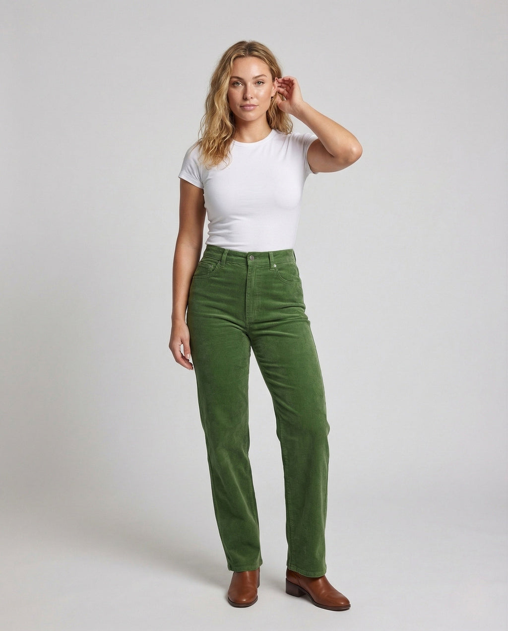Astrid | Stilfuld Fløjlsbukser Damer High Waist Lige Ben