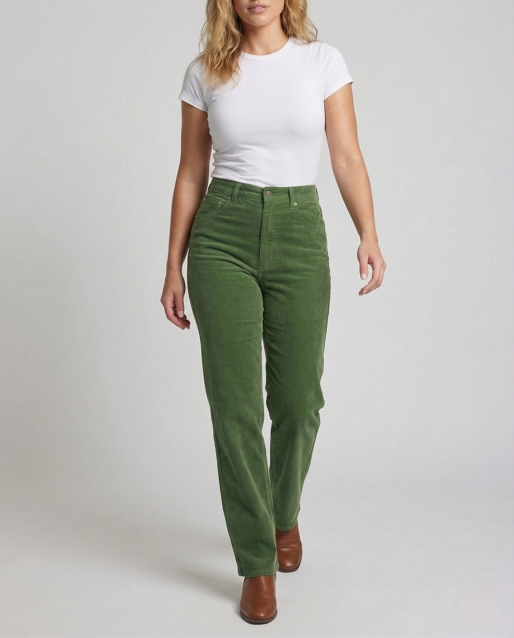 Astrid | Stilfuld Fløjlsbukser Damer High Waist Lige Ben