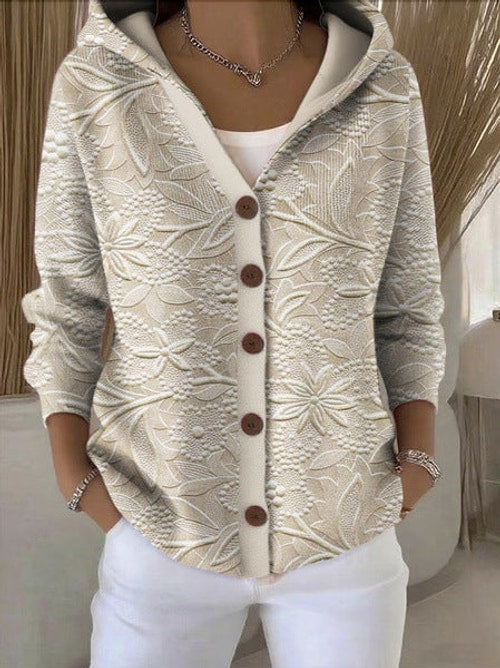 Ava | Cozy Floral Button-Up Hooded Cardigan