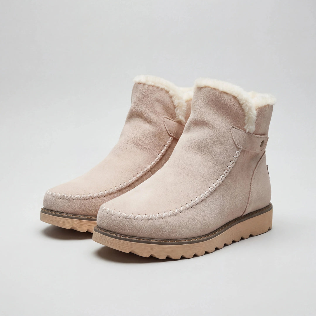Ava | Cozy Moccasin Ankle Winter Boots with Fur Trim