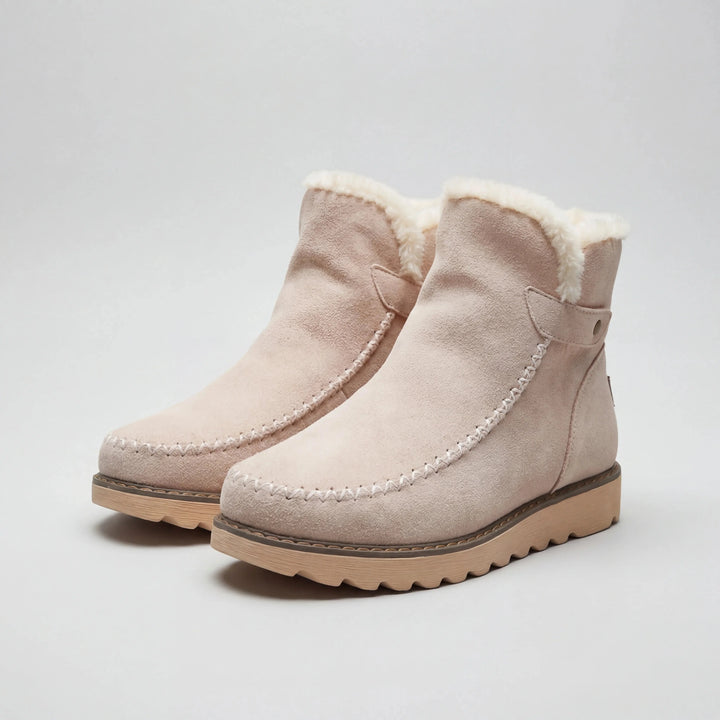 Ava | Cozy Moccasin Ankle Winter Boots with Fur Trim