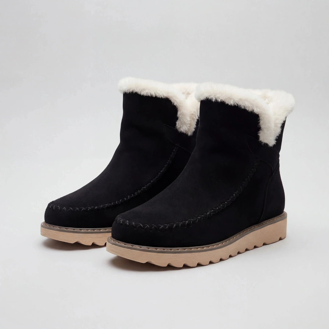 Ava | Cozy Moccasin Ankle Winter Boots with Fur Trim