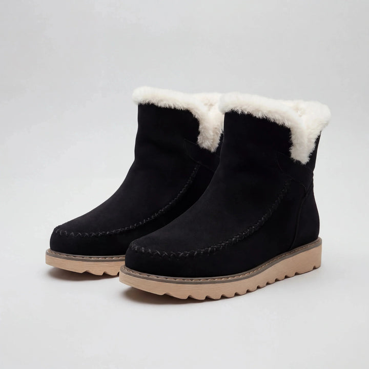 Ava | Cozy Moccasin Ankle Winter Boots with Fur Trim