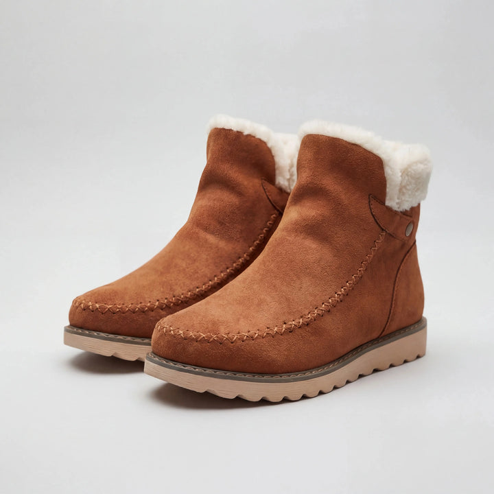 Ava | Cozy Moccasin Ankle Winter Boots with Fur Trim