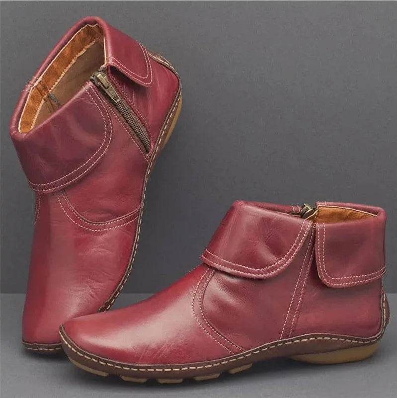 Ava | Refined Flat Round Toe Ankle Boots