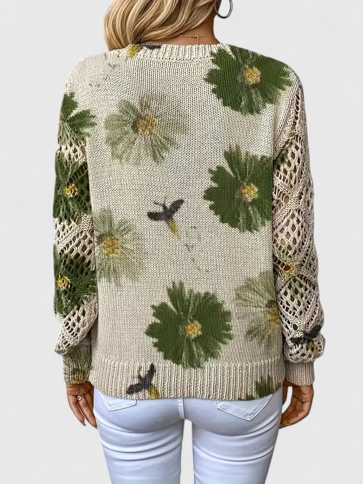 Barbara | Effortless Floral V-Neck Knit Sweater