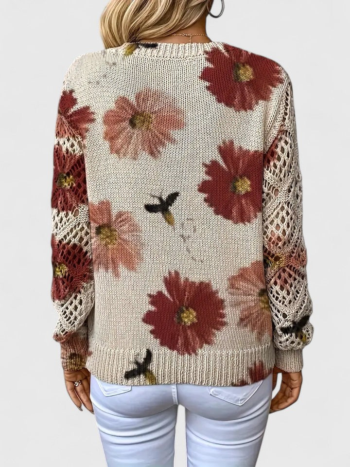 Barbara | Effortless Floral V-Neck Knit Sweater