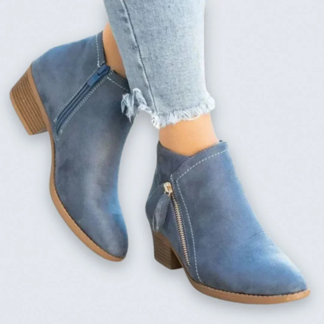 Barbara | Effortless Zip-Up Block Heel Ankle Boots