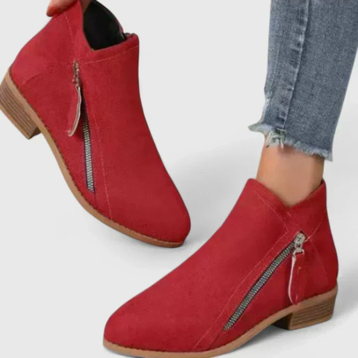 Barbara | Effortless Zip-Up Block Heel Ankle Boots