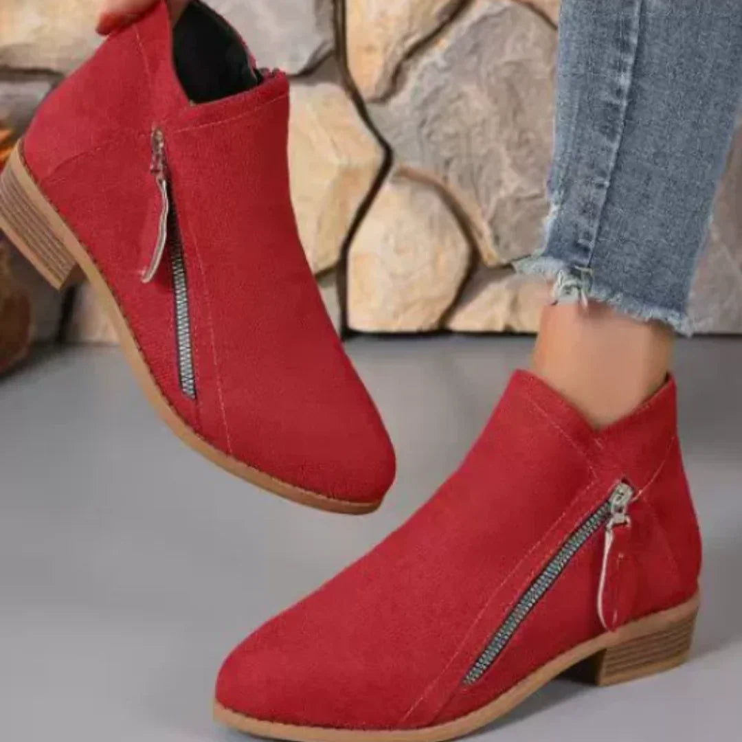 Barbara | Effortless Zip-Up Block Heel Ankle Boots