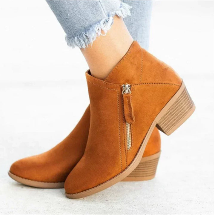 Barbara | Effortless Zip-Up Block Heel Ankle Boots