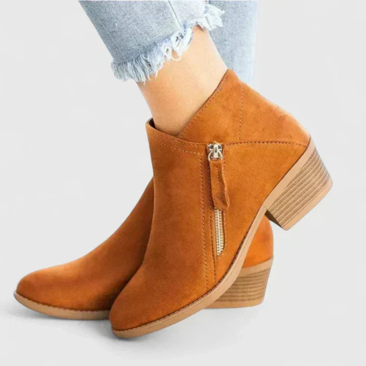 Barbara | Effortless Zip-Up Block Heel Ankle Boots