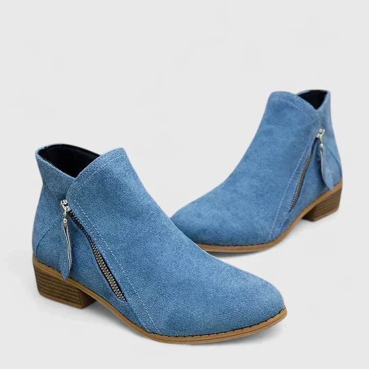 Barbara | Effortless Zip-Up Block Heel Ankle Boots