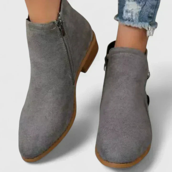 Barbara | Effortless Zip-Up Block Heel Ankle Boots