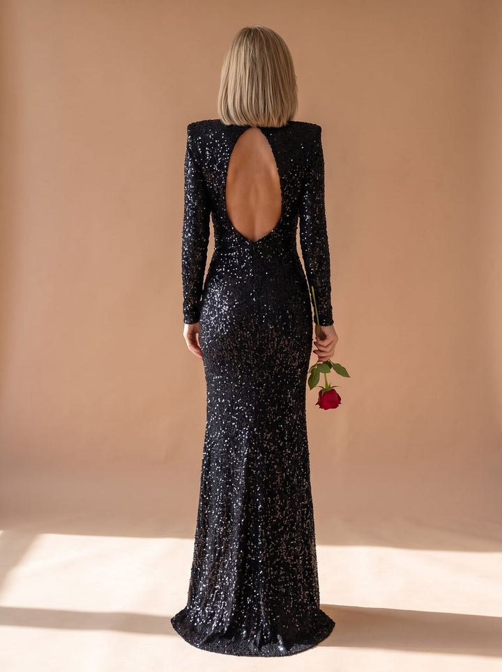 Barbara | Timeless Sequin Long Sleeve Winter Wedding Guest Dress