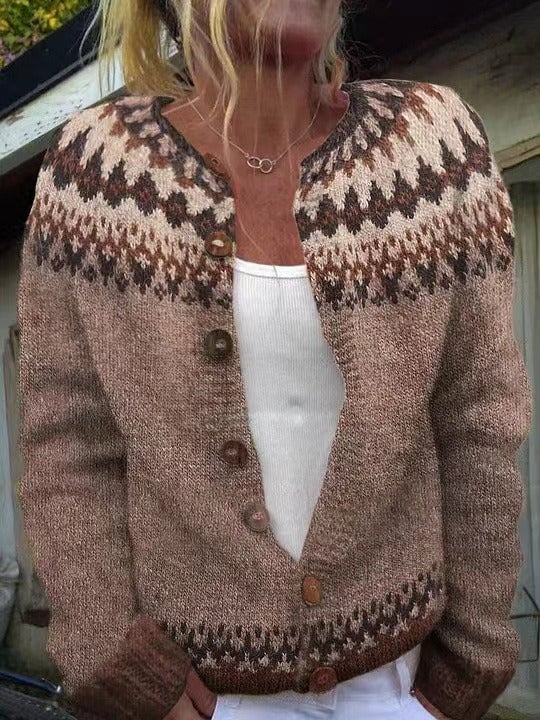 Barbara | Vintage Button Front Fair Isle Cardigan